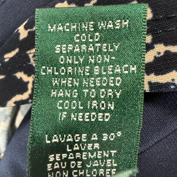 Lauren Ralph Lauren Bodycon Dress Size 4 Navy Tan Animal Print Stretch Cocktail - Picture 7 of 7